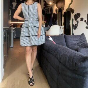 Eros Apparel - Black & White Patterned A-Line Knee Length Dress - NWT